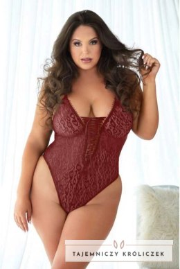 Allure Body burgundowe z koronką i wzorem panterki 2X/3X Allure