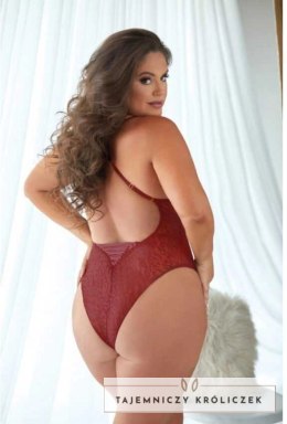 Allure Body burgundowe z koronką i wzorem panterki 2X/3X Allure