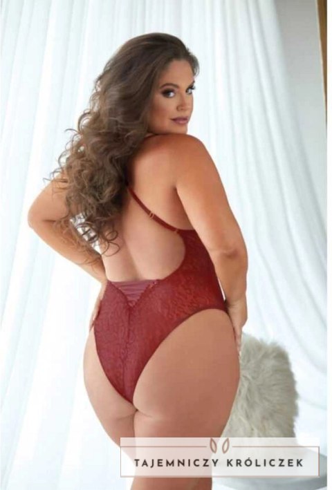Allure Body burgundowe z koronką i wzorem panterki 2X/3X Allure