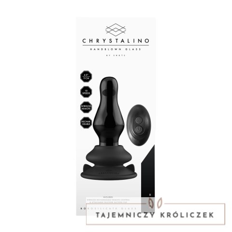 Chrystalino Missy szklany wibrujący korek analny z przyssawką czarny Chrystalino by Shots