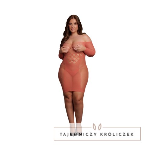 Le Desir Queen Size mini sukienka z długim rękawem i siateczką, czarna XL-4XL Le Désir by Shots