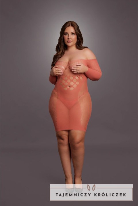 Le Desir Queen Size mini sukienka z długim rękawem i siateczką, czarna XL-4XL Le Désir by Shots