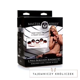 XR Brands 6-elementowy zestaw pasow bordowo-złotych, regulowany XR Brands