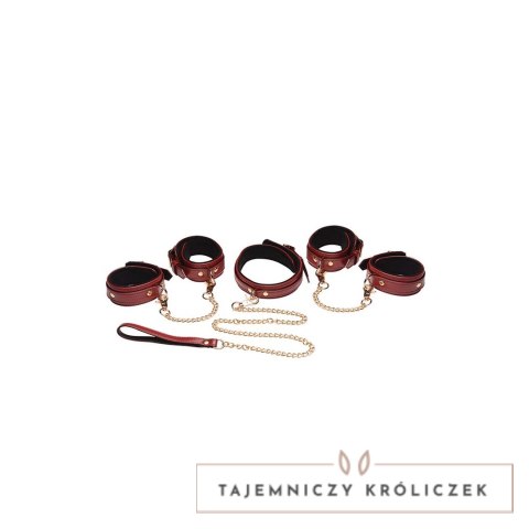 XR Brands 6-elementowy zestaw pasow bordowo-złotych, regulowany XR Brands