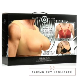 XR Brands Perky Pair silikonowe piersi rozmiar D, uprząż, naturalny kolor XR Brands