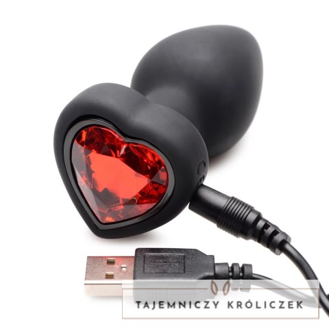 XR Brands Red Heart Gem mini silikonowy korek analny z pilotem LED XR Brands