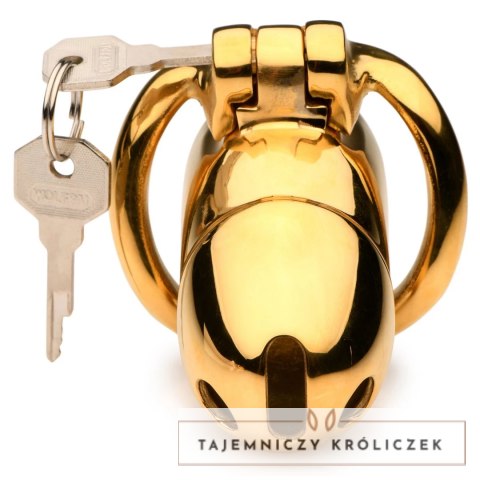XR Brands klatka intymna stal nierdzewna 18K złoto, 2 pierścienie XR Brands
