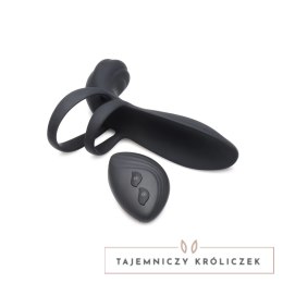 XR Brands silikonowy model wibrujący z pilotem, czarny, powiększający obwod XR Brands