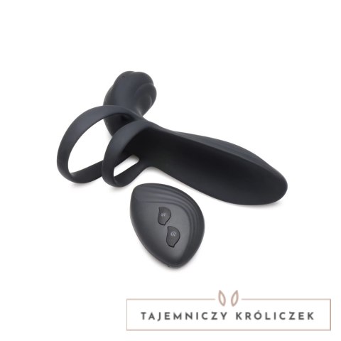XR Brands silikonowy model wibrujący z pilotem, czarny, powiększający obwod XR Brands