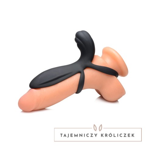 XR Brands silikonowy model wibrujący z pilotem, czarny, powiększający obwod XR Brands