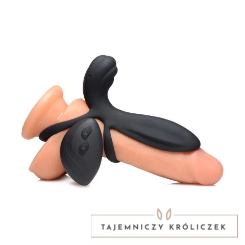 XR Brands silikonowy model wibrujący z pilotem, czarny, powiększający obwod XR Brands