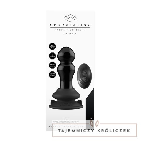 Shots Chrystalino Plug wibrujący szklany z przyssawką czarny Chrystalino by Shots