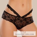 Allure Heartbreaker majtki koronkowe z otwartym klinem, czarne Allure