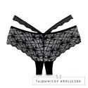 Allure Heartbreaker majtki koronkowe z otwartym klinem, czarne Allure