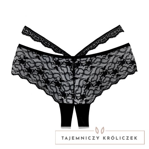 Allure Heartbreaker majtki koronkowe z otwartym klinem, czarne Allure