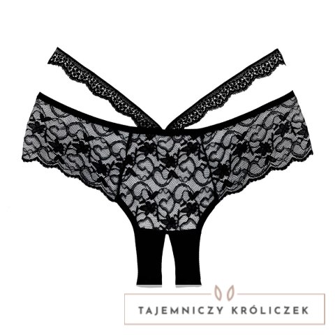Allure Heartbreaker majtki koronkowe z otwartym klinem, czarne Allure
