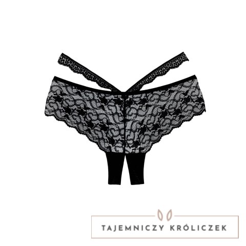 Allure Heartbreaker majtki koronkowe z otwartym klinem, czarne Allure