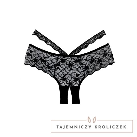 Allure Heartbreaker majtki koronkowe z otwartym klinem, czarne Allure