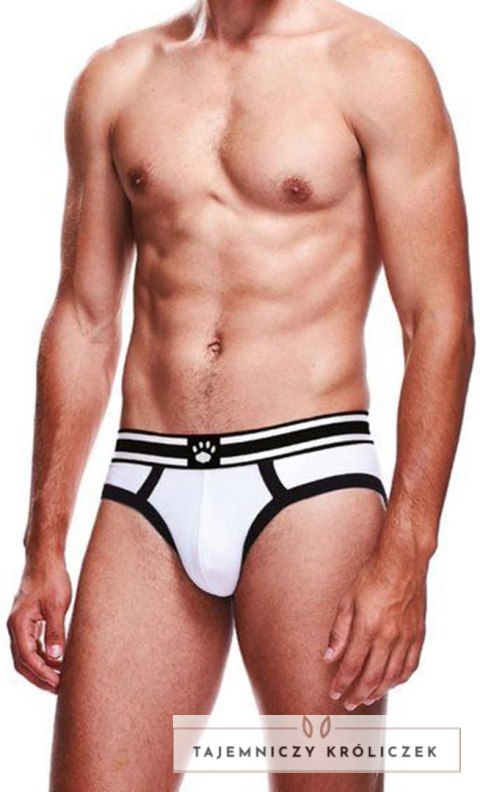Prowler Brief XS - Bokserki białe z czarnym pasem, logo marki Prowler