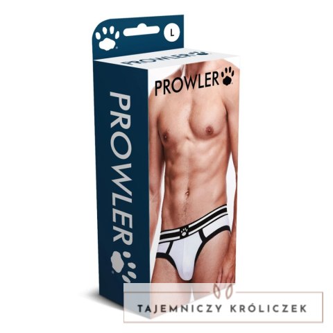 Prowler Brief XS - Bokserki białe z czarnym pasem, logo marki Prowler