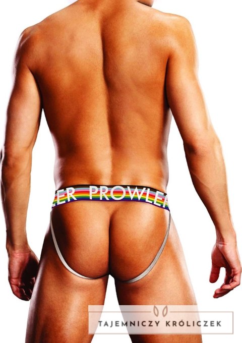 Prowler PAW Jockstrap męski paski Pride czarny L otwarty tył Prowler