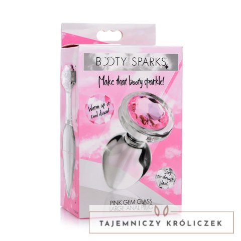 XR Brands Booty Sparks duża szklana zatyczka z rożowym kryształem XR Brands
