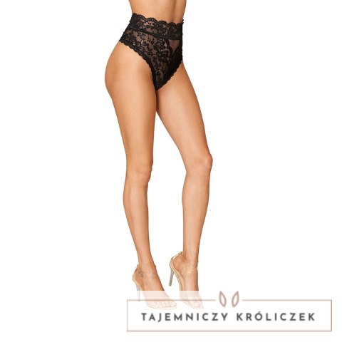 Dreamgirl Majtki wysoki stan koronkowe wycięcie tył S czarne Dreamgirl