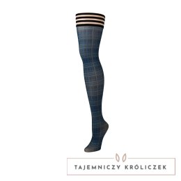 Kixies Debbie C granatowe pończochy do uda z kratką, antypoślizgowe Kix\'ies