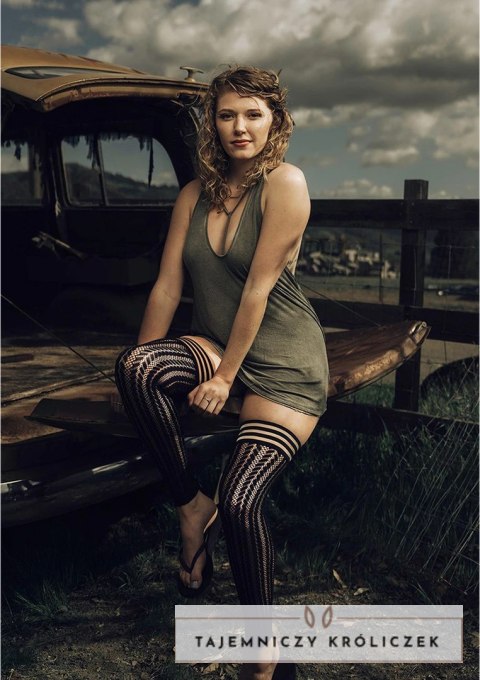 Kixies Lindsay D Pończochy samonośne w paski, rozmiar D Kix\'ies