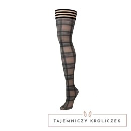Kixies Lori B Pończochy kratka brązowo-czarne eleganckie Kix\'ies