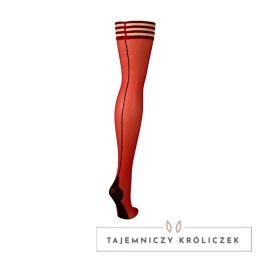 Kixies Monica pończochy czerwone z czarnym szwem i kubańskim obcasem Kix\'ies
