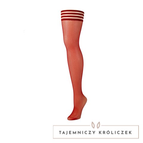 Kix'ies Sandra Pończochy Siateczkowe Czerwone, Model z Antypoślizgowym Uchytem Kix\'ies