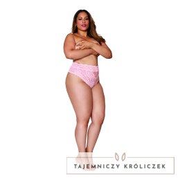 Rene Rofe High Waisted Lace Panty 1X rożowe z ażurowym wykończeniem Dreamgirl