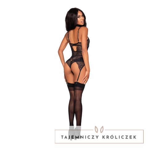 Dreamgirl Body z podwiązkami L czarne koronkowe eleganckie Dreamgirl