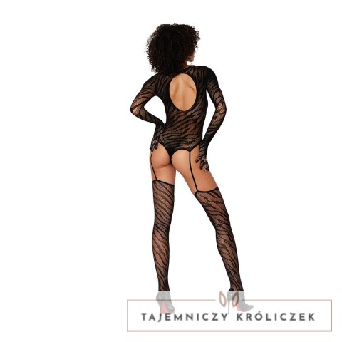 Dreamgirl Bodystocking Zebra Fishnet z podwiązkami uniwersalny Dreamgirl