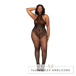 Dreamgirl Bodystocking z rajstopami, czarny, plus size Dreamgirl