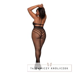 Dreamgirl Bodystocking z rajstopami, czarny, plus size Dreamgirl