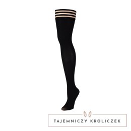 Kix'ies Dana Lynn A - Czarne prążkowane pończochy do ud, antypoślizgowe Kix\'ies