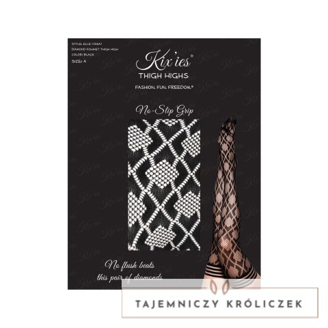 Kixies Elle D - Pończochy z diamentową siateczką, wysoki stan Kix\'ies