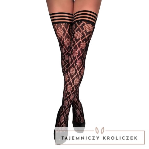 Kix'ies Elle Pończochy z Diamentową Siateczką Czarny Wysoki Stan Kix\'ies