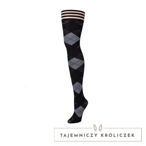 Kix'ies Kimmie Pończochy Argyle Antypoślizgowe Czarno-Szare A Kix\'ies