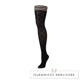 Kix'ies Tiffany D Pończochy samonośne czarne geometryczne Kix\'ies
