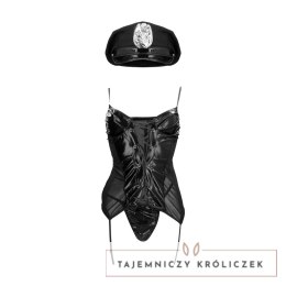 Obsessive Police Kostium S/M czarny z czapką wetlook damski S-Line by Shots
