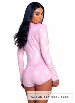 Playboy Slumber Bunny Onesie Pink - komfortowy kombinezon fleece damski M/L Playboy Lingerie