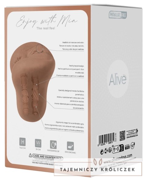 Alive Mia XL - Intymna maszyna dwukanałowa z miękkiego TPE 14,6 cm Alive
