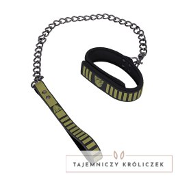 Doc Johnson Tactical Collar & Leash Black/Green - regulowany neoprenowy komplet Doc Johnson