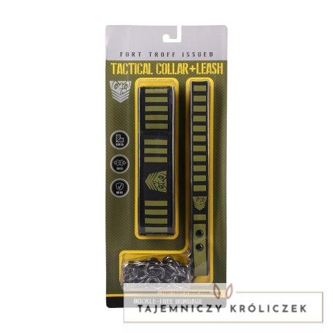 Doc Johnson Tactical Collar & Leash Black/Green - regulowany neoprenowy komplet Doc Johnson