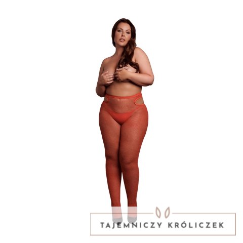Leg Avenue Shimmering Cut-Out Tights Plus Size czerwone ze złotym brokatem Le Désir by Shots