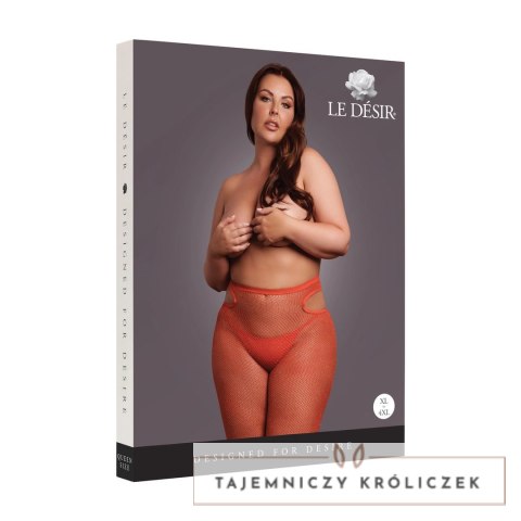 Leg Avenue Shimmering Cut-Out Tights Plus Size czerwone ze złotym brokatem Le Désir by Shots