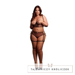 Obsessive 2-częściowy komplet czarny plus size z fiszbinami i wiązaniami Le Désir by Shots